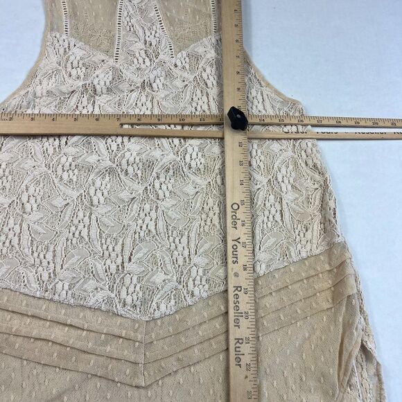 Free People Maisie Boho Sheer Lace Tank Top Cream High Low Festival Blouse S - Picture 7 of 9